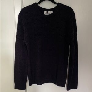 Topman Purple Textured Long Sleeve Crewneck Sweater